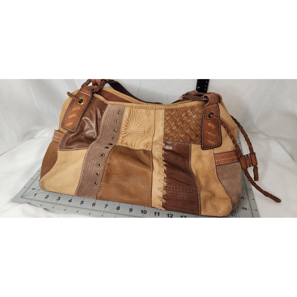 Fossil Genuine Leather Patchwork Bag Purse With Key 75082